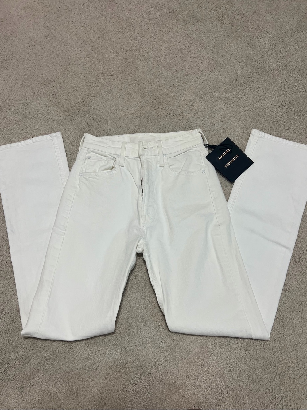 MOTHER Women’s White Straight Jeans